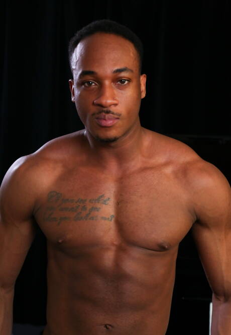 American strongman Ryan Russell and black hunky guy Trent King have a hot interracial sex