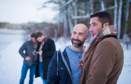 Outdoor clothed party with beard Damon, Nick, Killian and Ty Roderick