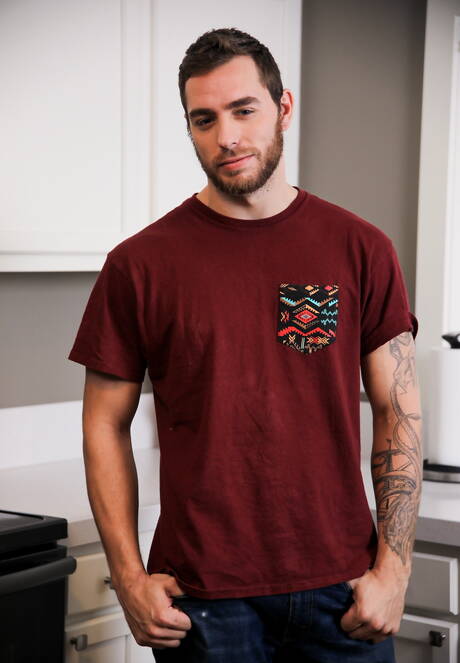 American stars hunky guy Mathias and tough guy Carter Woods sucking and screwing each other in kitchen