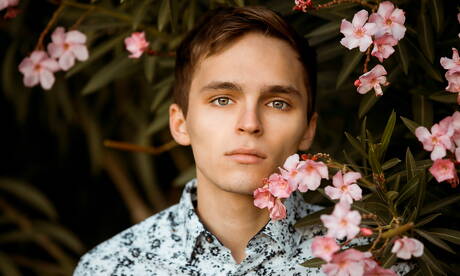 American beautiful boy Tristan Adler get naked and showing hot ass outside