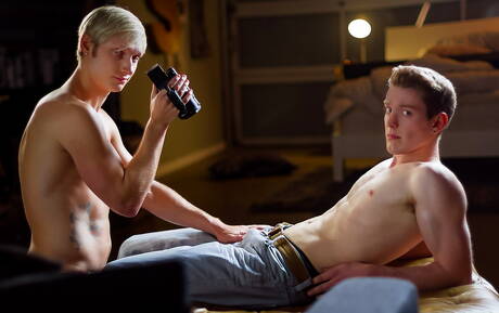 American young boy Kevin Daley playing with dick