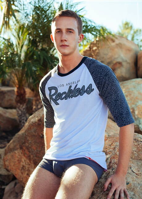 American hot twink Corbin Webber having a pleasure in the pool