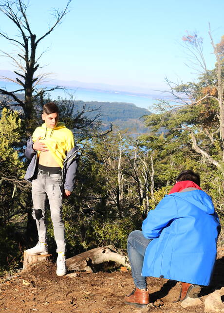 Argentinian young boy Derek Nagy and argentinian young dude Vincent Landi drilling an ass outside