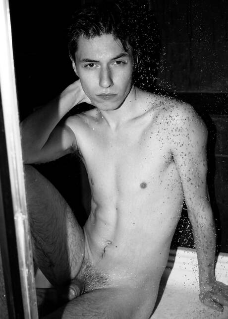 American hot twink Keagan Case undressing and showing tight ass in shower