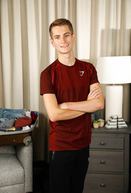 Two american boys hunk Roman Todd and twink Trevor Harris make a love