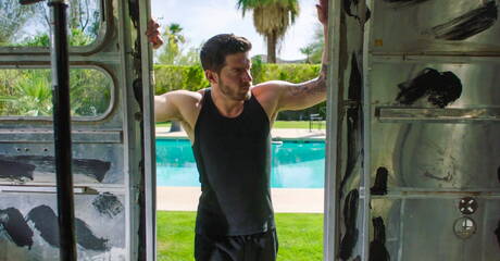 Nice american boys hairy stud Ty Roderick and beefy Isaac X have a good sex outdoor