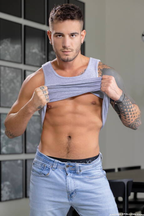 American stud Devin Franco and superstud Alex Ink fuck ass after blowjob outside