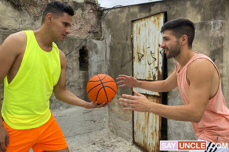 Muscular Faisul and muscular Liam have a hot couple scene outdoor