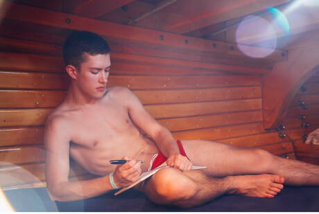 Young and Mature Allen King,Cory Kane,Francois Sagat,Jacen Zhu,Levi Karter,Sean Ford,Taylor Reign and Troy Accola having fun near the beach and getting pleasure in bungalow