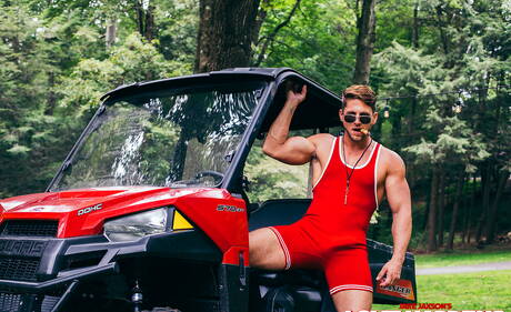 Nasty guys Dallas Preston, Drew Dixon and Roman Todd drilling an ass outside