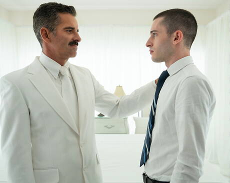 Sexy americans, stud Mitch Cox and young dude Oliver James have a hot sex