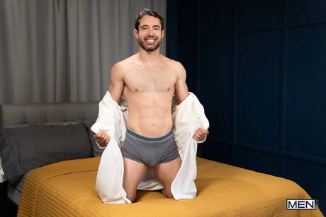 Horny guys Sam Ledger, Jay Stroke and Aaron Elias have a hot 3some sex in the kitchen